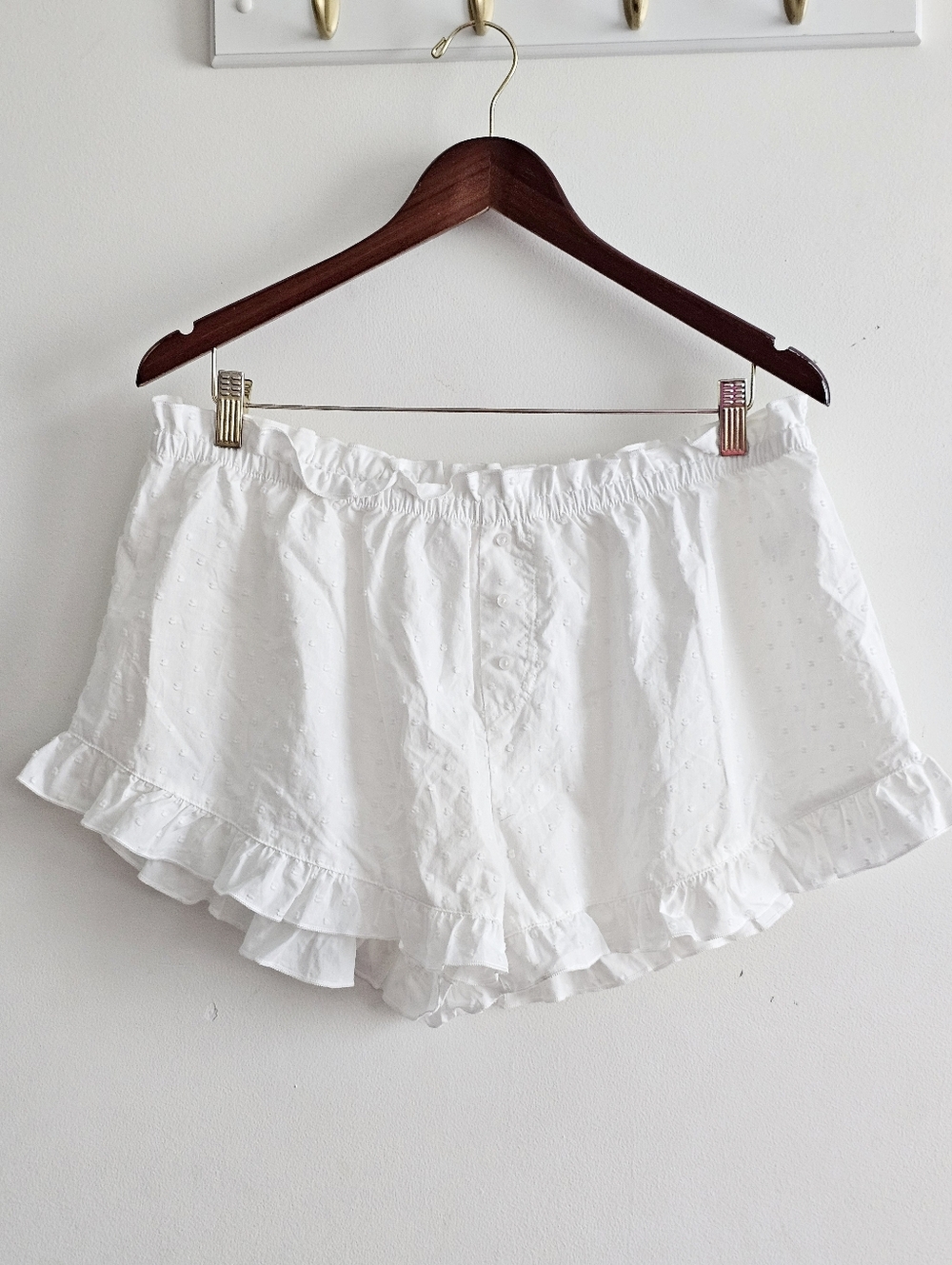 Colsie White Swiss Dot Ruffle Lounge Shorts Pajama Bloomers NWT Size L